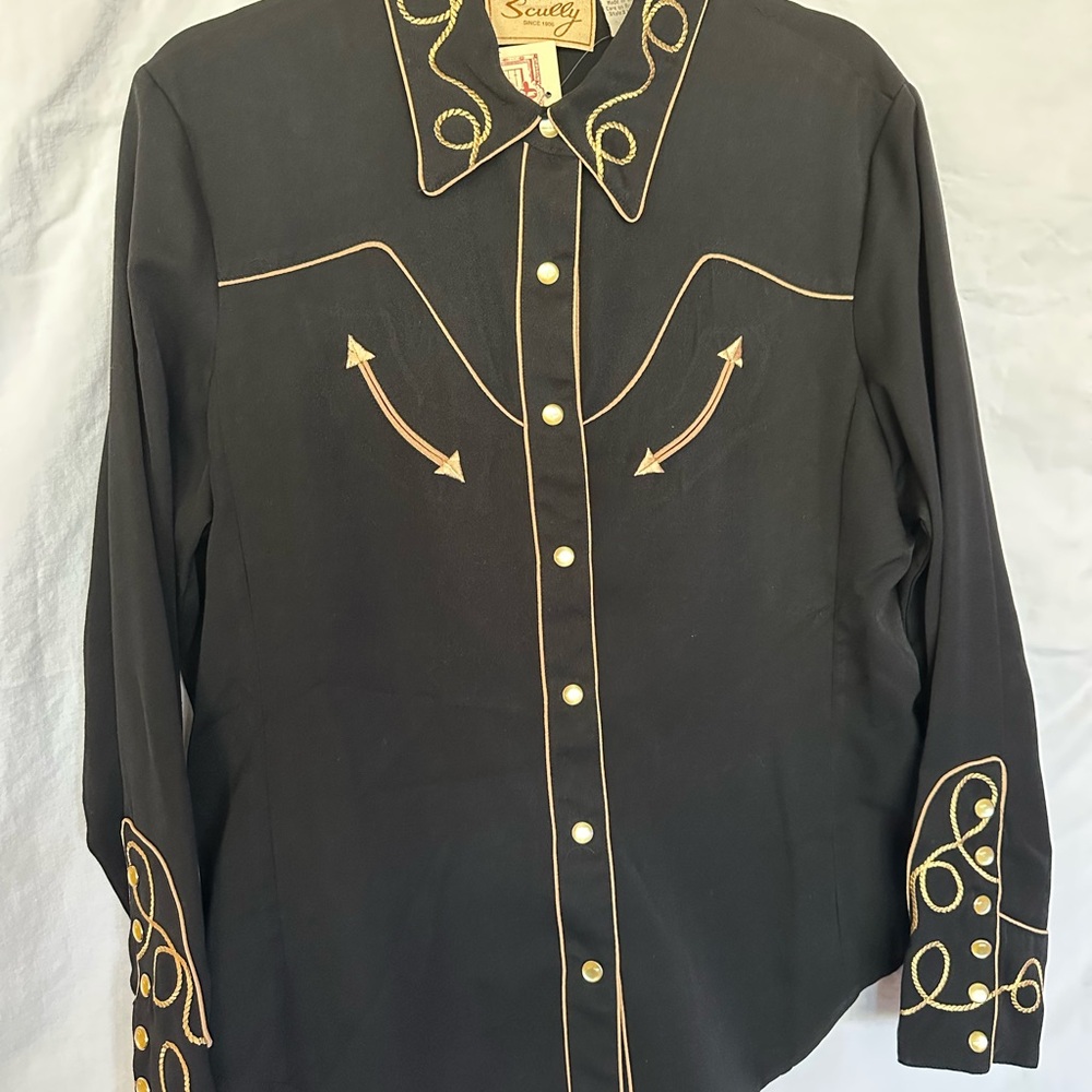 Scully Western Shirt - Happy Trails embroidery. LS with Pearl snap buttons